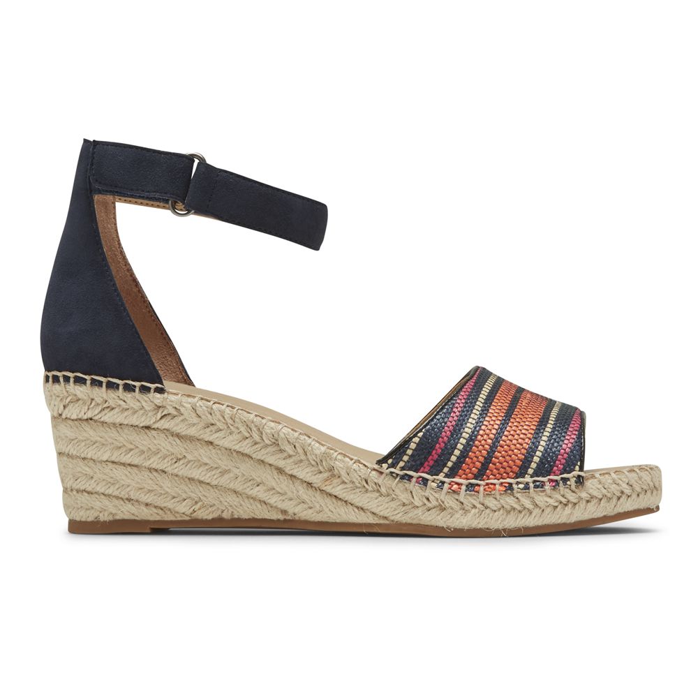 Sandale Cu Pene Rockport Dama Marah Woven Ankle Strap Bleumarin - Romania 0325-XFCLG